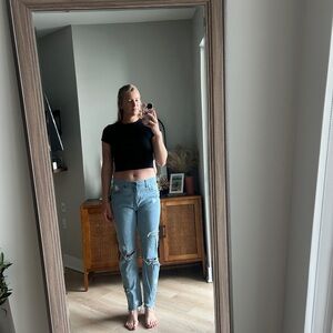 Women's Light Blue Distressed Jeans